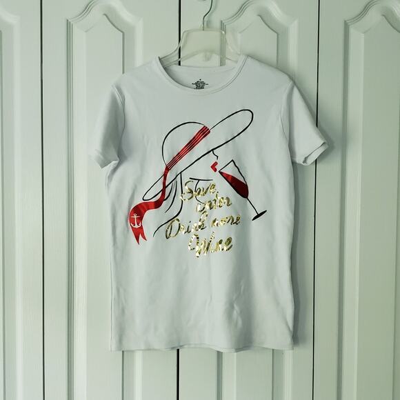 White Cotton Novelty Print Short Sleeve -Shirt M Fun Quirky Nautical Glam Casual - Picture 2 of 10